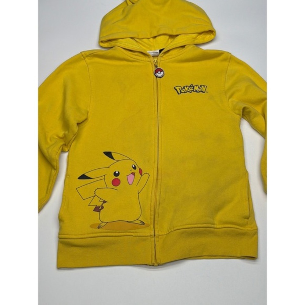 Kids Pokemon Pikachu Yellow Zip Up Hoodie Jacket Sweatshirt‎ Size M